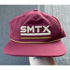 River Road SMTX Snapback Hat Mens OS Maroon Gold Rope Trucker San‎ Marcos Texas